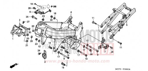 CARROSSERIE DE CHASSIS (VTR1000SPY/1) VTR1000SP1 de 2001